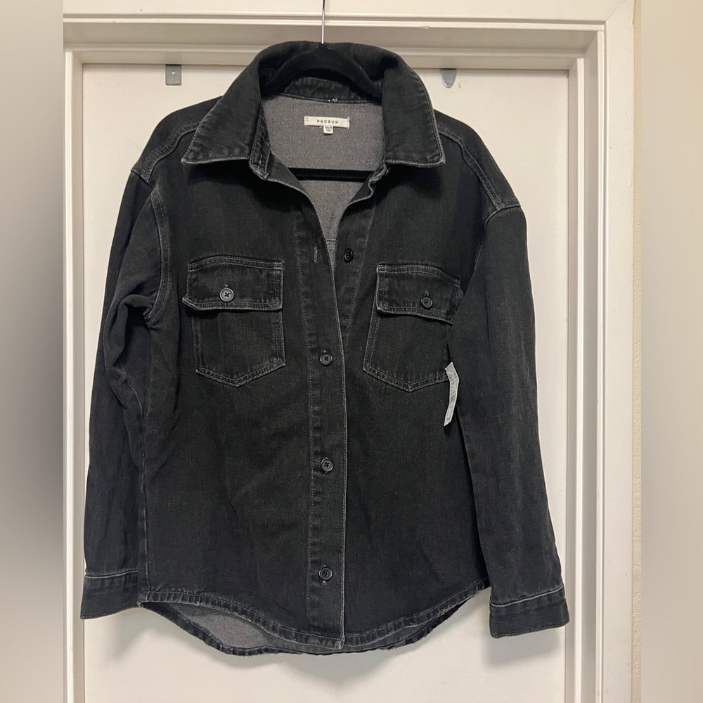Pacsun black denim oversized shirt/jacket - size XS/S NWT